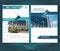 Two sided brochure or flyer template design with exterior building blurred photo ellements