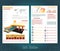 Two sided business brochure or flyer, gas station infographic realistic gas station with abstract diagrams