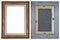 Two sides of a modern wooden frame for a small picture in retro