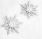 Two Silver Glittered Snowflakes Ornaments in the Snow