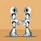 Two silver humanoid robots shaking hands