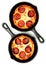 Two Single Serve Skillet Peperoni Pizzas Over White
