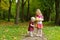 Two sisters on beautiful autumn day