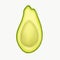 Two slices of avocado isolated on the white background. One slice with core. Avocado seamless pattern