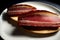 Two Slices Of Bacon Sitting On Top Of A White Plate. Generative AI