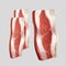 Two slices of bacon on transparent background