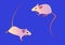 Two small cute mice. Vector cartoon rat animal illustration