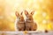 Two small rabbits are sitting side by side, generative ai