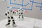 Two Smart Robot dancing. Focus on near the robot