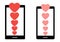 Two smartphones and chains of hearts, romantic icon with Valentine`s day. Poster with declaration of love. Festive modern card.