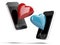 Two Smartphones With Love Hearts