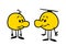 Two smileys emotions character talk sad cheerful cartoon illustration