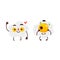 Two smiling fried sunny side up egg characters
