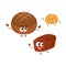 Two smiling funny whole wheat, dark, brown bread loaf characters