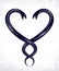 Two Snakes in a shape of heart, love is cruel concept, lovers couple arguing, quarrels in relations, vector logo emblem or tattoo