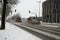 Two snowplows clearing the roads from snow in winter