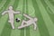 Two soccer players strike on the field