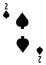 The two of spades card in a regular 52 card poker playing deck