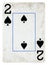 Two of Spades Vintage playing card - isolated on white