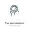 Two spermatozoon outline vector icon. Thin line black two spermatozoon icon, flat vector simple element illustration from editable