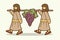 Two Spies of Israel Carrying Grapes of Canaan Cartoon Graphic Vector