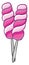 Two spiral-shaped pink-colored lollipops vector or color illustration