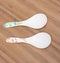 Two spoon plastic ladle for scoop food.
