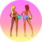 Two sports girl with volleyballs