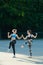 Two sports girls engaged in gymnastics