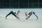 Two sports girls engaged in gymnastics