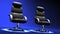 Two Spotlighted Business Chairs On Blue Background