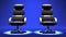 Two Spotlighted Business Chairs On Blue Background