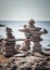 Two stacked stone cairns