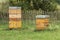 Two stacks of beehives