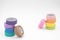 Two Stacks of Colorful Washi Tape on White Background