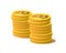 Two stacks of golden coins with bitcoin symbol