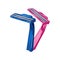 Two stainless blue and pink razors. Personal hygiene, shaving accessories for woman and man.