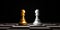 Two Stand of golden and silver pawn chess . Winner of business alliance and marketing strategy planing concept by 3d render