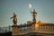 Two statues of warriors on Charlottenburg Palace in Berlin