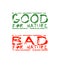 Two Stickers with Ecological Meaning. Good for Nature, Bad for Nature.