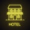 Two storey cottage neon light icon