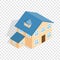 Two storey house with annexe isometric icon