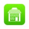 Two-storey house with sloping roof icon digital green