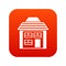 Two-storey house with sloping roof icon digital red