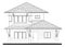 Two-storey terraced house in 2D black and white CAD drawing.