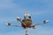 Two storks birds mating on top of a lampstreet in Faro, Algarve