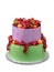 Two-story fruit cake for birthday and holiday.