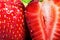 two strawberries near closeup whole