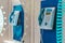 Two street payphones. Travel concept, communication. City concept.