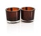 Two stylish ceramic candlesticks with reflection